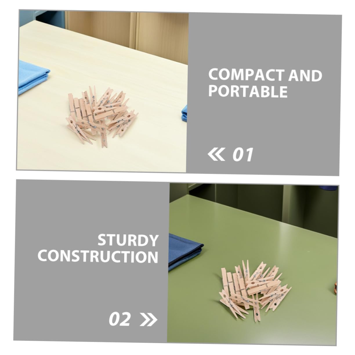 BESPORTBLE 150 pezzi Mollette in Legno per Bucato Clip Antiscivolo Resistenti al Vento per Vestiti e Foto per Calze e Biancheria Accessori Lavanderia Multifunzionali