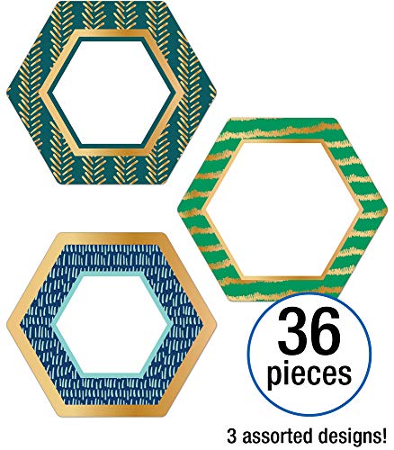 Image of Carson Dellosa - One World, Hexagons with Gold Foil Colorful Cut-Outs, Classroom Decor, 36 Pieces