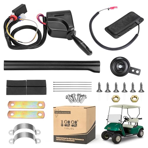 10L0L Golf Cart Turn Signal Kit for Yamaha Club Car EZGO with 9-pin Plug Wiring Harness (Input Voltage 12V) Golf Cart Blinker Kit Included Horn Brake Pad Hazard Light Switch