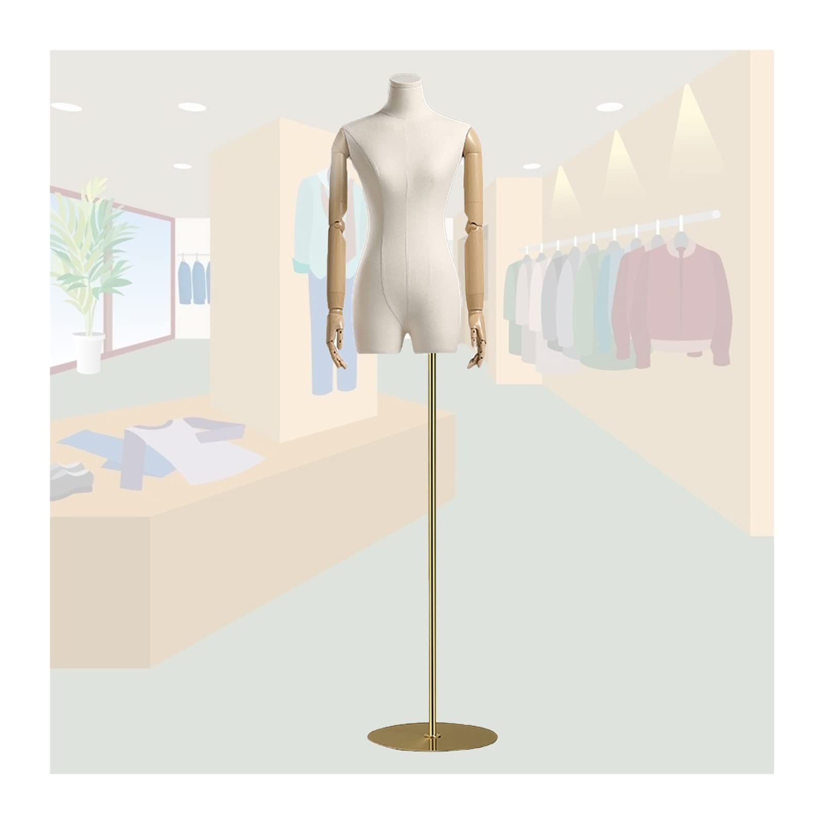 OTQEFTN Female Mannequin Torso Body, Half-Length Clothing Store Dummy Model, 145-190cm Adjustable Manikins Shop Window Sewing Display Stand, 6 Sizes
