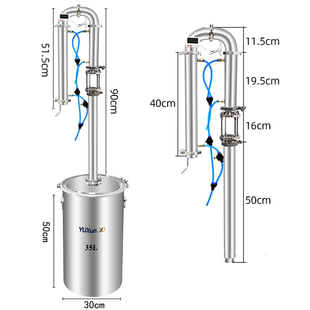35 Litres Still Wine Making Kit Water Distiller Home Brewing for Whisky Wine Brandy Gin Vodka Alcohol Distillation