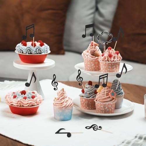 Hariendny 590262_1_DAAKXI4M 36 Pcs Music Notes Cupcake Toppers Glitter Musical Symbol Cupcake Picks Music Notes Party Decorations thumb #6