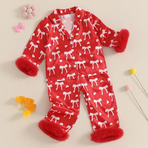 Kids Toddler Girl Pajamas Set Button Down Sleep Shirt Top+Long Pants Matching 2PCS Pj Lounge Sets2