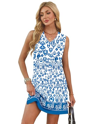 Image of BKRIVE V-Neck Summer Casual Beach Dresses for Women 2026 Vacation Women's Sleeveless Sundress with Split