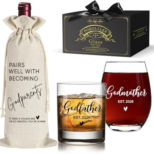 Godparents Proposal Gift 2026 - Will You Be My Godparents Wine Glass- Godparent Gifts for Baptism,...