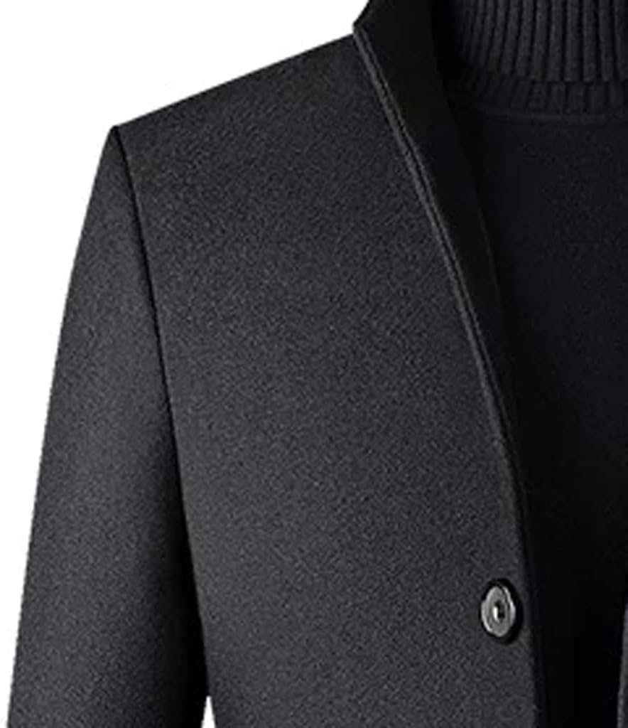 Tweed Coat Autumn and Winter Men's Medium-Length Men's Tweed Business Tweed Men's Trench Coat(XL Code)