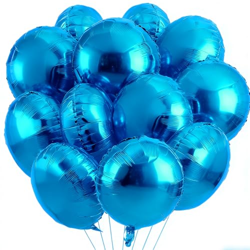 Image of 25Pcs Blue Round Shaped Helium Foil Mylar Balloons 18 Inch Balloons for Birthday Wedding Anniversary Engagement Party Decorations Supplies