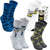 DC Comics Batman Socks for Boys, Men - Dark Knight Apparel Men Bundle with 4 Pairs of Batman Crew Socks Size 6-12 Adults Plus More | Bulk Dark Knight Socks Teen, Adult