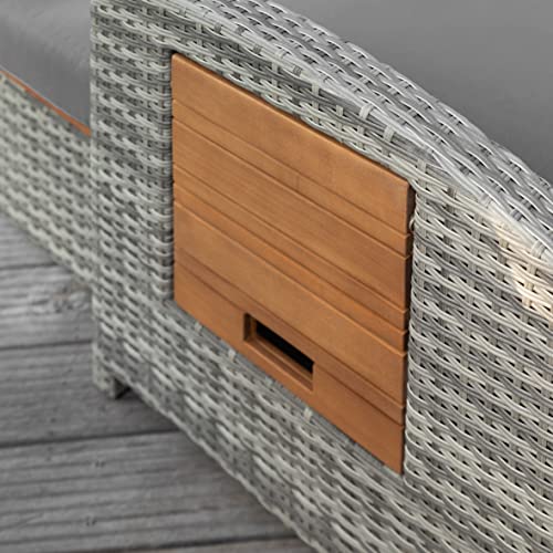 Greemotion Rattan-Lounge Bahia Tobago, Gartensofa mit Bettfunktion, inkl. Hocker, Grau, Holzfarben