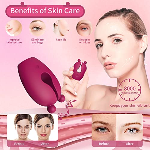 Voryisaya Facial Skin Care Tools - Face/Eye Wrinkle Reduction, Anti-Aging, Skin Rejuvenation, Facial Firming Treatment, Relieve Dark Circles, Puffiness And Fatigue -Rose Red #TOP4