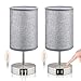 Lámpara Mesita Noche, Zeeyh Lampara de Mesa Táctil Regulable, con 2 Puertos de Carga USB, Luz Nocturna Moderno, Lámpara de Cabecera, para Escritorio, Sala, Dormitorio, Oficina, Habitación