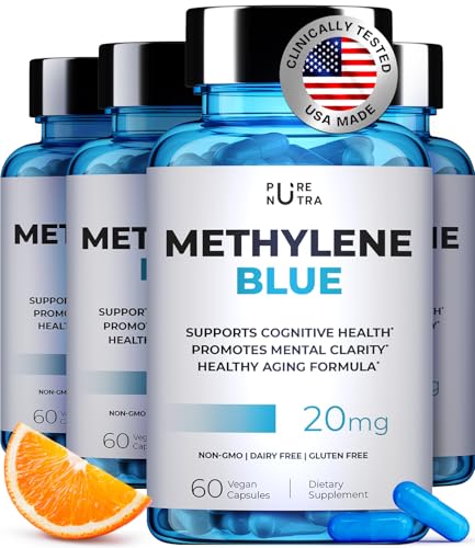 Ultimate Methylene Blue Capsule Form with Added Vitamin C Ester for Enhanced Absorption Brain Supplement Memory Focus Clarity Cognitive - Brain Booster Supplement Energy Pills | 240 Servings