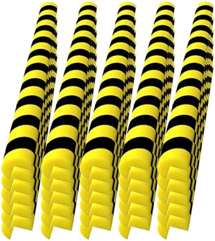 High-Visibility Foam Edge Protector, Self-Adhesive 39" Corner Guards with Black Yellow Stripes, Wall Bumpers for Office, Warehouse & Home Safety, 2 Pack