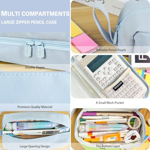 Image of MAMUNU Pencil Case Large Capacity, Pencil Case Aesthetic, Pencil Pen Pouch with Zipper Compartments Portable Handle, Pencil Pouch for School Office College Teen Girls Boys Adults Students