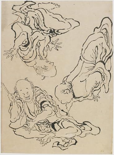 Lienzo Pared Tre uomini che gesticolano di Hokusai para regalo cultural