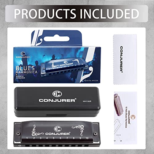 CONJURER Harmonica Blues en ré, 10 trous, 20 tons, pour adultes avec étui, pour débutants, enfants, professionnels… - Les Beatles, Paul McCartney, John Lennon, RIngo Starr, George Harrison CONJURER Harmonica Blues en ré, 10 trous, 20 tons, pour adultes avec étui, pour débutants, enfants, professionnels… – Image 7