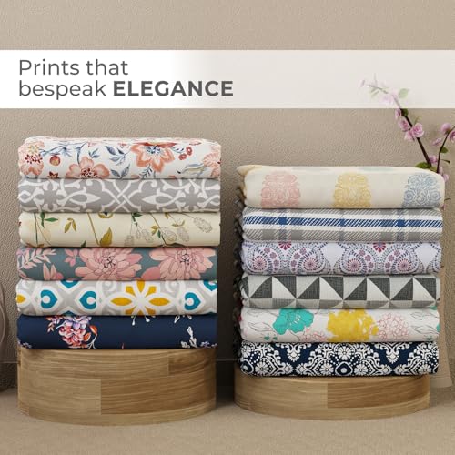 Image of Layers Emaline 100% Cotton Single Bedsheet Set (Oeko Tex Certified) | 1 Single Cotton Bedsheet & 1 Pillow Cover | Breathable & Anti-Wrinkle | 144 TC | (Floral Print, Blue)