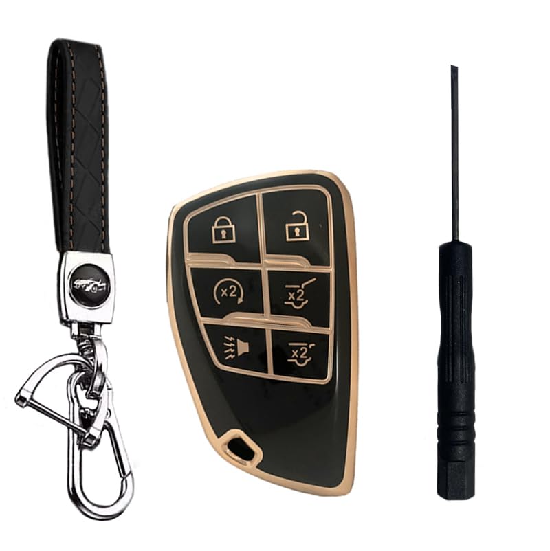 Chevrolet GMC [4-5] Series Key Fob Case - 5 Buttons - Tahoe Suburban Yukon Silverado 1500 Sierra - Handcrafted In USA | Leather Brut BG-Back Gate - Foto 11