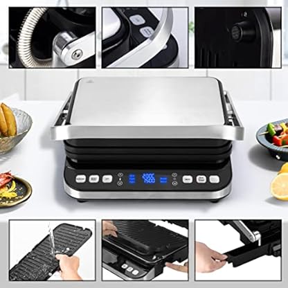 Ultratec 2in1 Kontaktgrill und Tischgrill in einem, 6 Automatikprogramme, separat beheizbare Grillplatten, farbige… – Bild 5