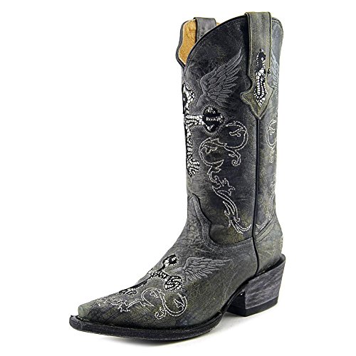 Volatile Women's Rocker Rugged Embroidered Winged Cross Cowgirl Grey Boots (6, Grey)