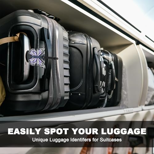 Purple Luggage Tag,2PCS Luggage Identifiers for Suitcases,Suitcase Tags,Personalized Cute Butterflies for Men and Women Travel Bags and Suitcases2