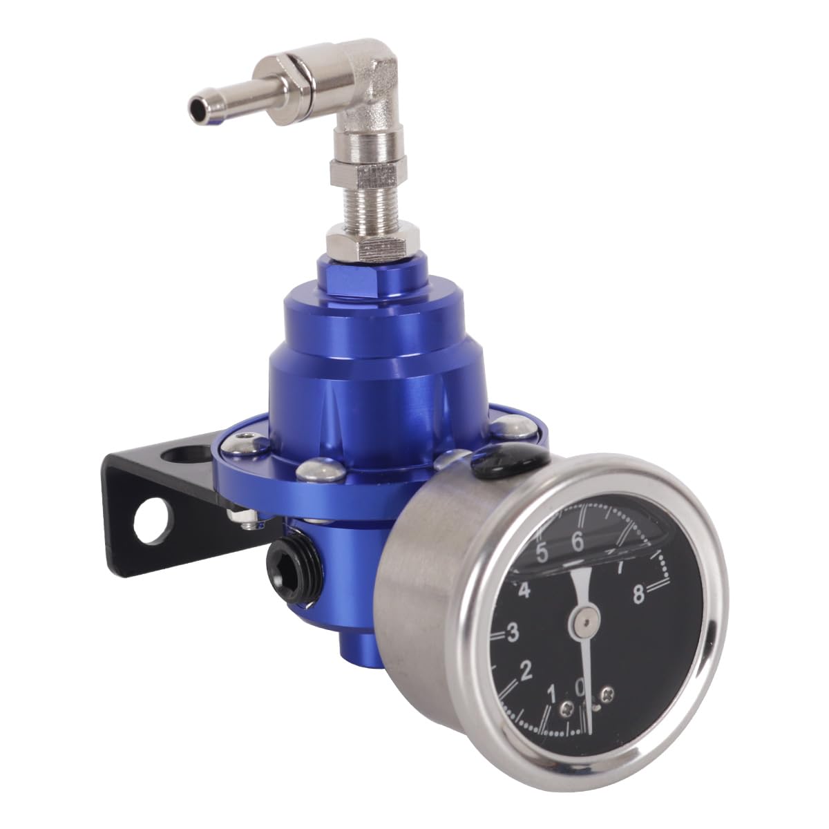 Régulateur de pression de carburant réglable, universel, en aluminium, FPR, avec manomètre, pour voiture, bleu