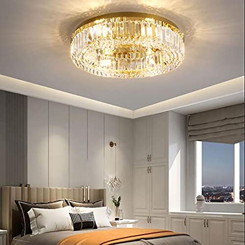 Lustre en cristal compact pour plafonds bas de chambre