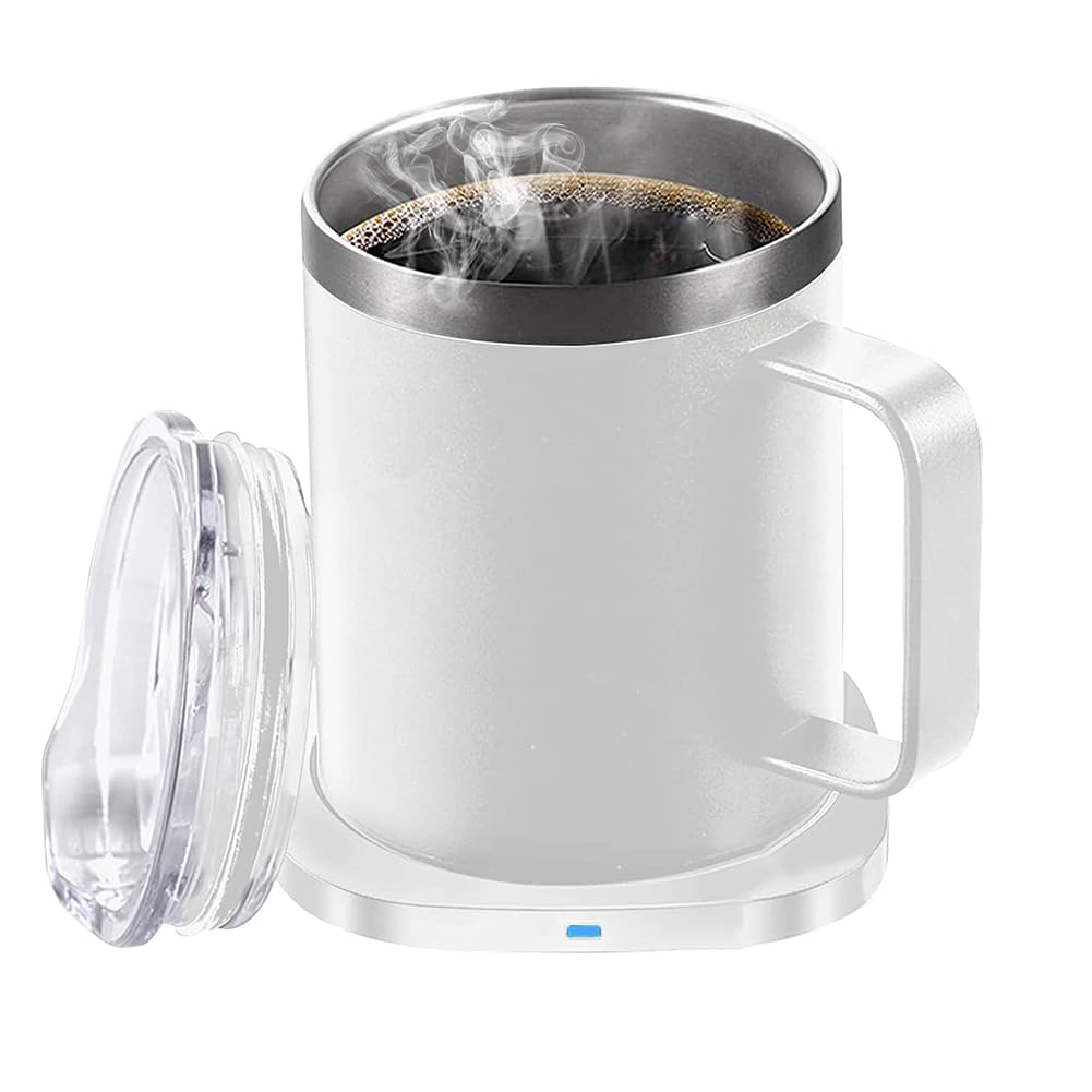 Juego de calentador inteligente de tazas de café y taza con autocalentamiento de apagado automático para café, té, leche, control de temperatura, calentador de tazas para escritorio, hogar, oficina