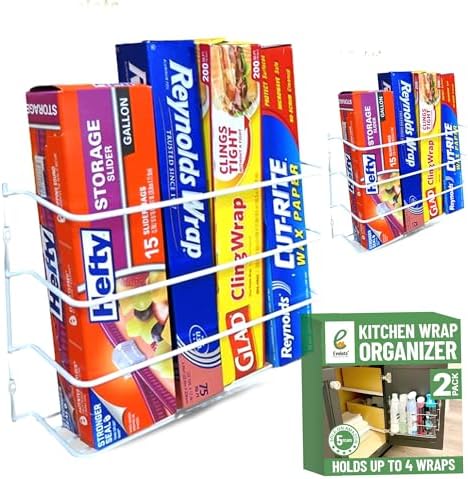 Evelots Kitchen Wrap Organizer - 2 Pack - Hold up to 4 Plastic, F...