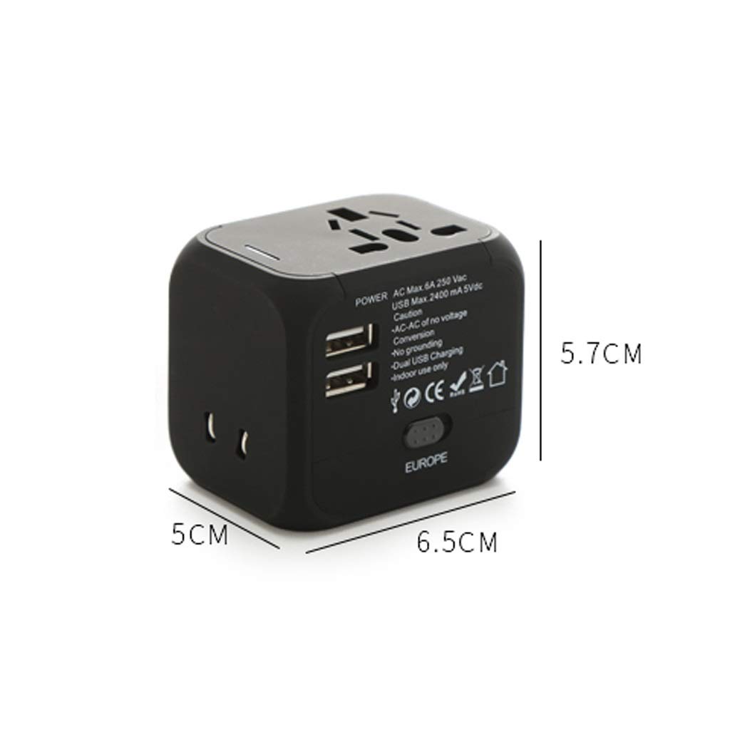 International Plug Converter, Mini Wielofunkcyjny gniazdo konwersji, 2 Usb. Porty Multi-Nation Akcesoria Podróżowe Podróżuj Niezbędne (Color : Blue)