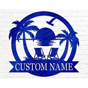 Custom beach decor nautical decor lake house decor summer beach house sign metal coastal decor outdoor sign sunset beach monogram  urban country home decor