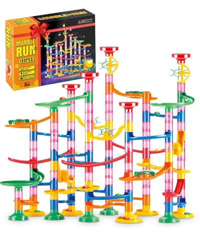 E-SMARTER Marble Run 133p, Marble Rush with Exquisite Packaging, Construction Building Blocks Toys, Educational Building Block Toy for Kids Age 3+