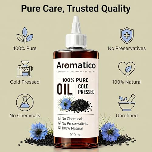 Image of AROMATICO Kalonji Oil for Hair Growth & Skin - Black Seed Oil for Hair Fall, Scalp Health & Hair Thickening | Nigella Sativa | Starter Size | 100ml