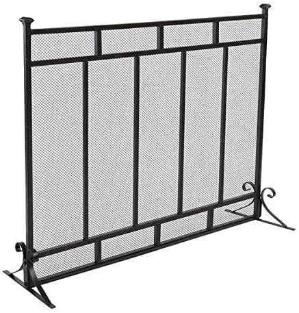 Fireplace Screens Decorative Vertical Grid Decorative Iron Black Mesh Fireplace Screen for Home Fireplace Screen Flat Fireplace Screens Decorative Feito na China