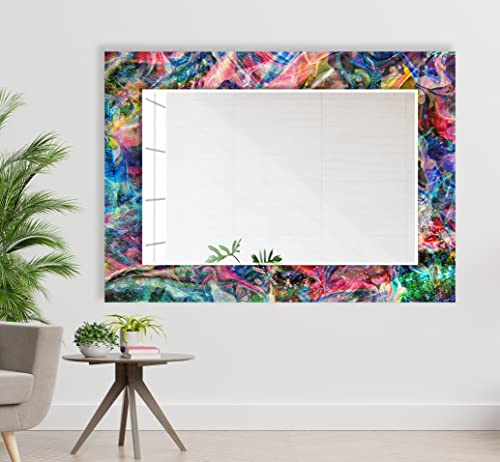 My Photostation.com Miroir mural en verre trempé de 50,8 x 70,1 cm (vertical) - Grand miroir mural esthétique - Miroir mural biseauté unique - Miroir irrégulier, miroir asymétrique coloré pour salle