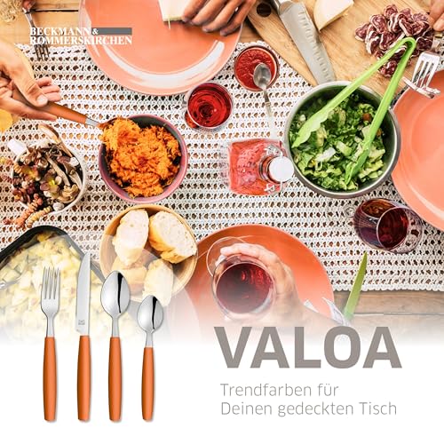 Beckmann & Rommerskirchen VALOA Besteck Set 4 Personen - 16-teilig - Orange - Spülmaschinenfest - Hochglanzpoliert - Essbesteck: 4x Messer, Gabel, Esslöffel, Kaffeelöffel