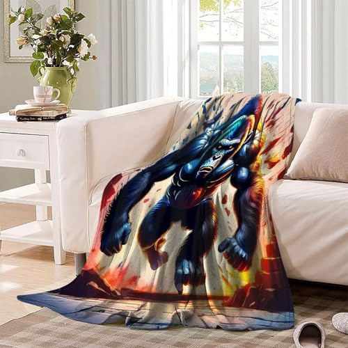 Couverture flanelle 3D Gorille légère jetable décoration lit enfant adulte douce - 4