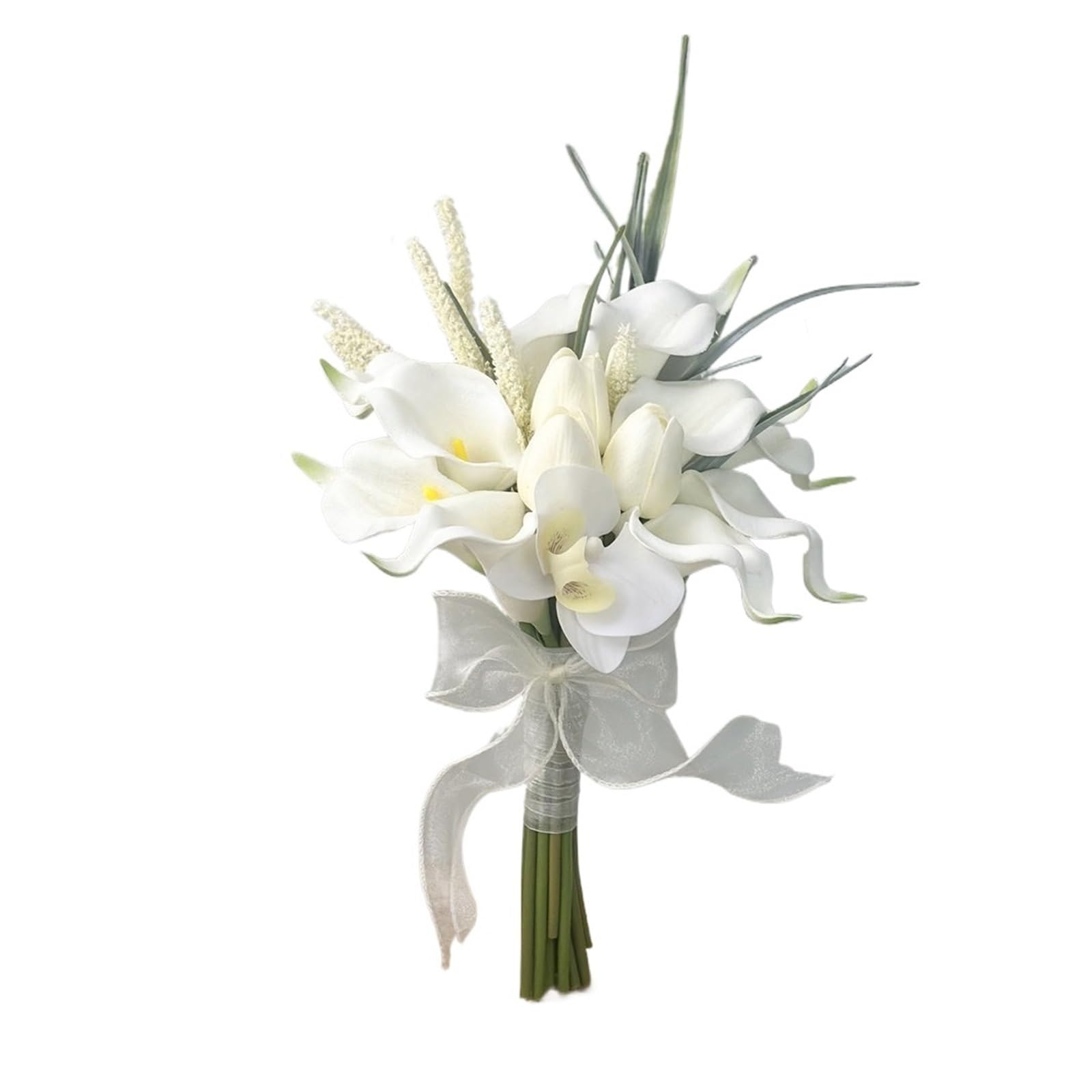 LuoAXINN Artificial Wedding Bouquet Floral Bridal Bouquet Artificial Calla Lilies Tulip Flowers, Bridesmaid with Wedding Ceremony Decor(Color 4 35cm)