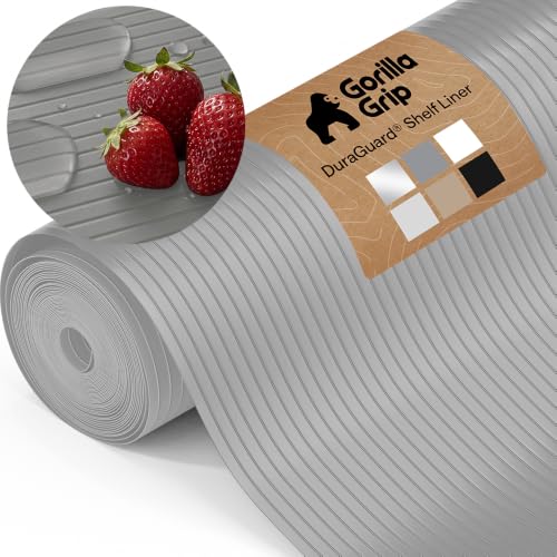 GORILLA GRIP Shelf Liner, Non-Adhesive Cabinet Liners, 20"x30' Gray