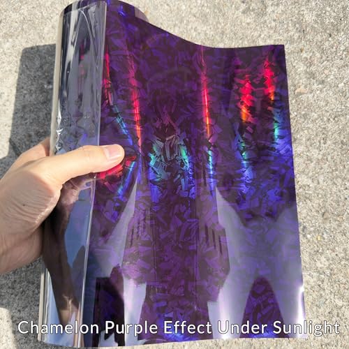 Image of LZLRUN Gloss Forged Carbon Fiber Self Adhesive Vinyl Wrap Film for Car Moto (Chameleon Purple, 1ft x 10ft) | Gloss Chameleon forged carbon texture, With install tools, Air release, Self-adhesive, For car moto furniture laptop
