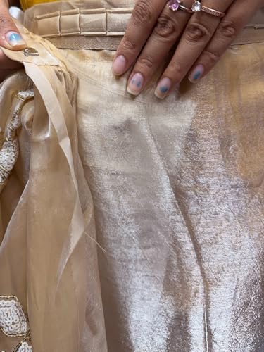 Image of AKHILAM Women's Shimmer Pure Georgette Embroidered Ready To Wear one Minute Saree With Unstitched Blouse Piece
