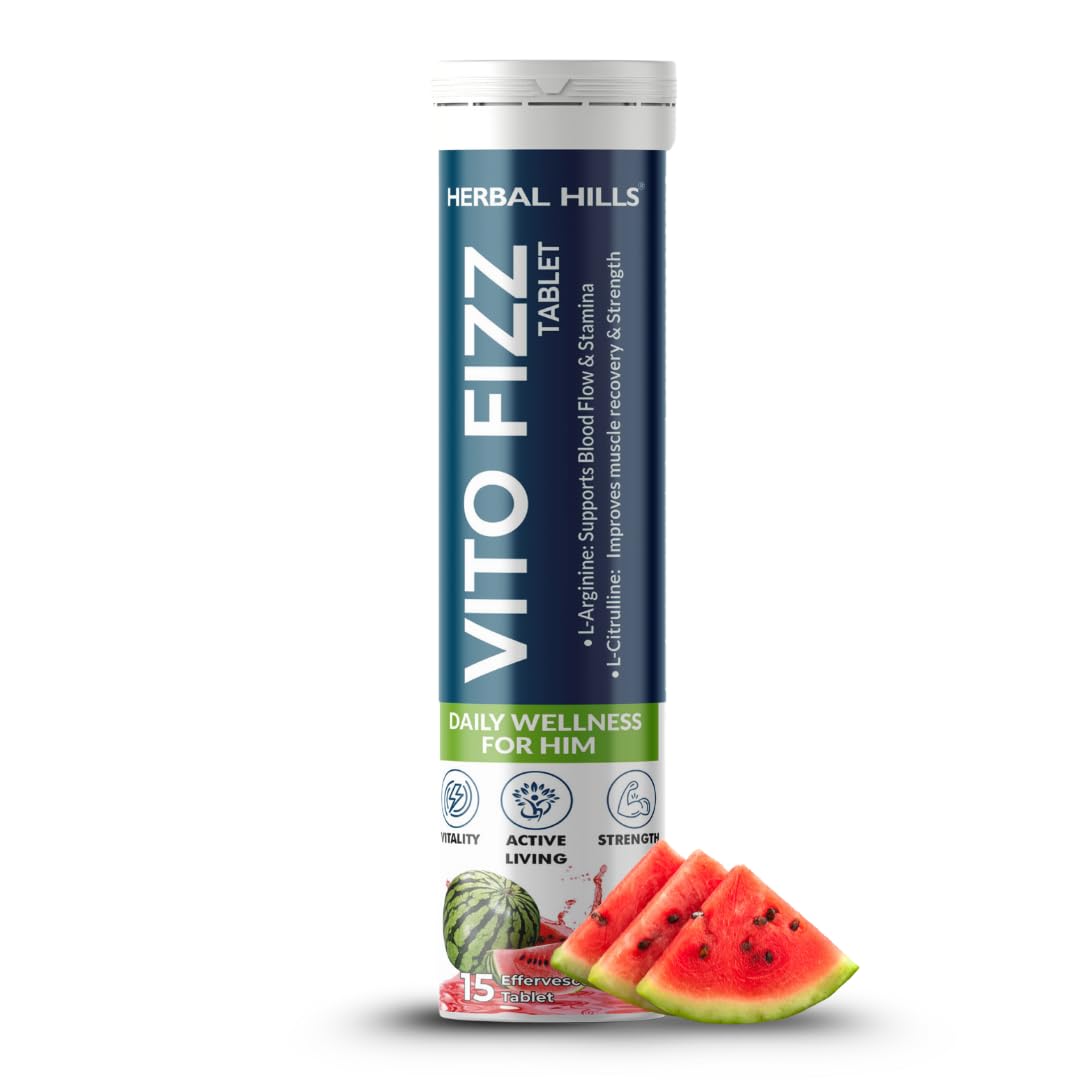 Herbal Hills Vito Fizz Mens Daily Fitness Tablet with L-Arginine & L-Citrulline for Energy & Strength- 15 Effervescent Tablets (Pack of 5)-picture-25