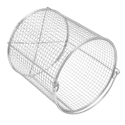 POPETPOP Cesta Filtrante Redonda de Acero Inoxidable para Limpieza Ultrasónica de Piezas Industriales Diseño de Perforación de Precisión y Asa para Laboratorio, 150X150 MM