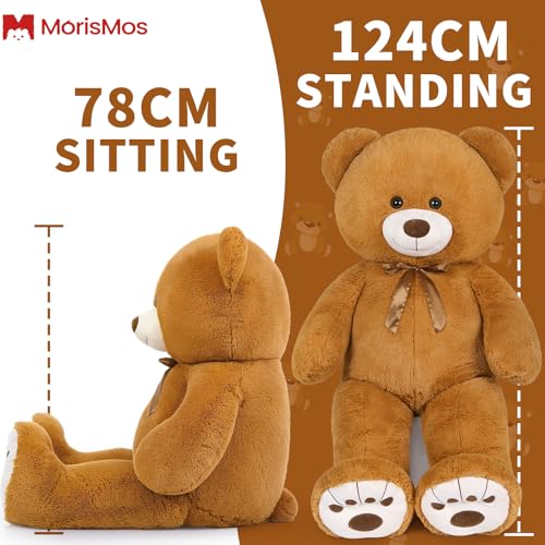 MorisMos XXL Ours en Peluche Geant 124cm, Marron Nounours Géant, Kawaii Peluche Géante Animaux en Peluche Grosse Jouet Grand Teddy Bear Cadeau pour Enfant Noël Anniversaire Deco – Image 3
