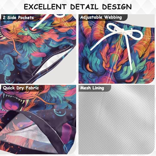 Pigsaly Boys Swim Trunks Dragons Boys Board Shorts Swimsuit Swimwear Summer Bathing Suit 5T Multicolor3
