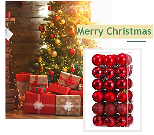 Christmas Tree Decoration, 36 Pcs Hanging Christmas Balls Ornaments, 6 Style Christmas Balls Pendants Plastic Decorative Balls For Christmas Tree Wreath Garlands Holiday Party Wedding Decoration #TOP1