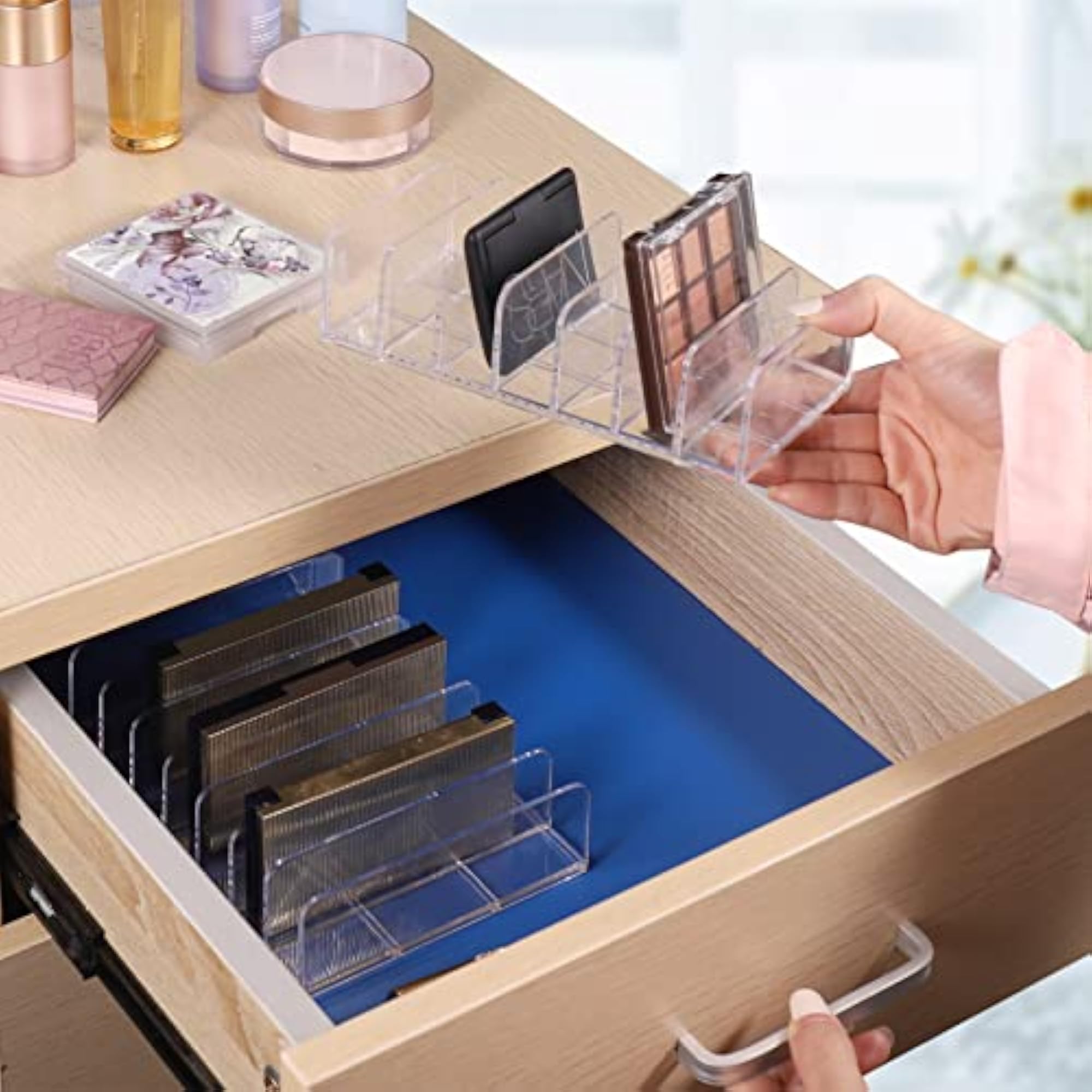 2-Pack Eyeshadow Palette Organiser, Clear Makeup Palette Organiser
