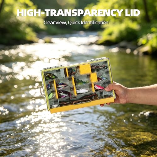 Image of RUNCL 3600 Standard Fishing Tackle Box, Waterproof Floating Lure Storage Box with Adjustable Dividers, Clear Rust-Proof Utility Tray for Terminal Tackle, Hooks and Sinkers