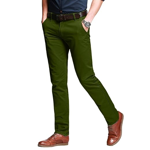 Match Mens Slim-Tapered Flat-Front Casual Pants (40, 8105 Pea Green)