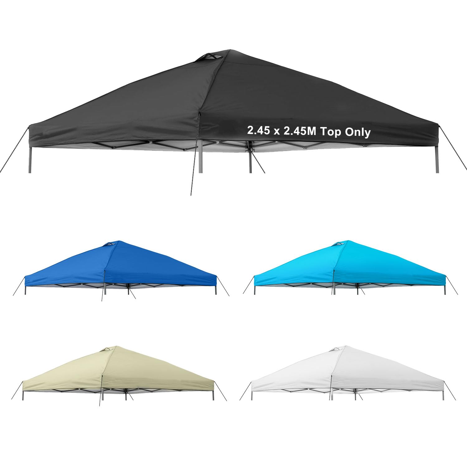 Jorohiker 8x8 Canopy Replacement Top Cover,Waterproof Pop Up Canopy Replacement Cover with Air Vent Ropes for Outdoor Garden Patio Picnic Camping,Top Only(Top Only,245 * 245cm